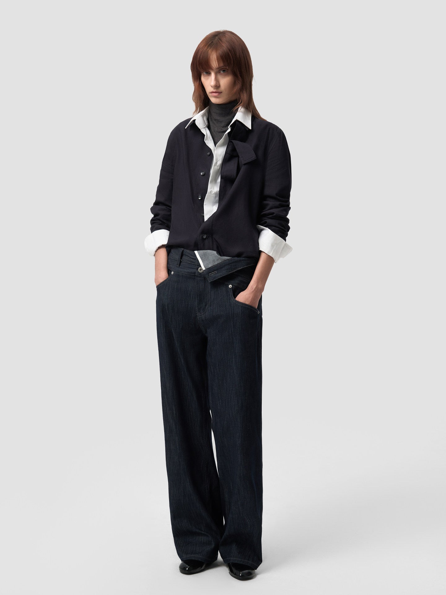 Wide Ribbon Tencel Shirt