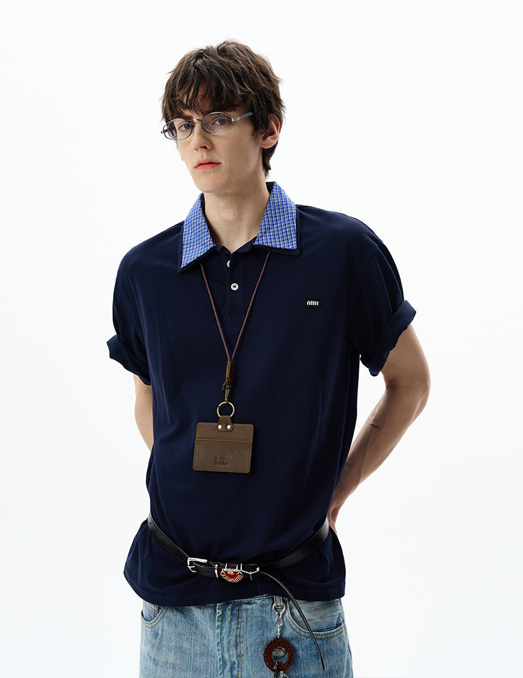 Retro Stitch Double Collar Polo Shirt