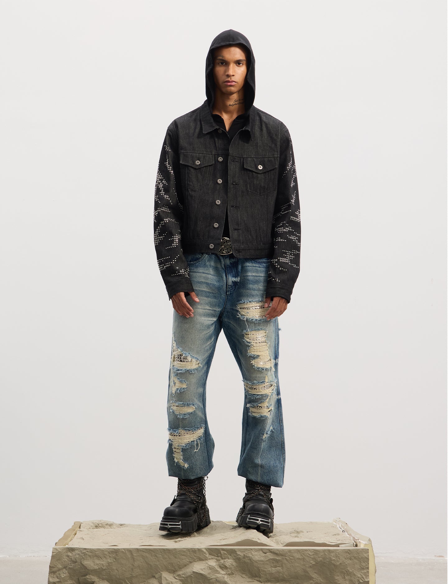 Heavy Tiger Print Denim Jacket