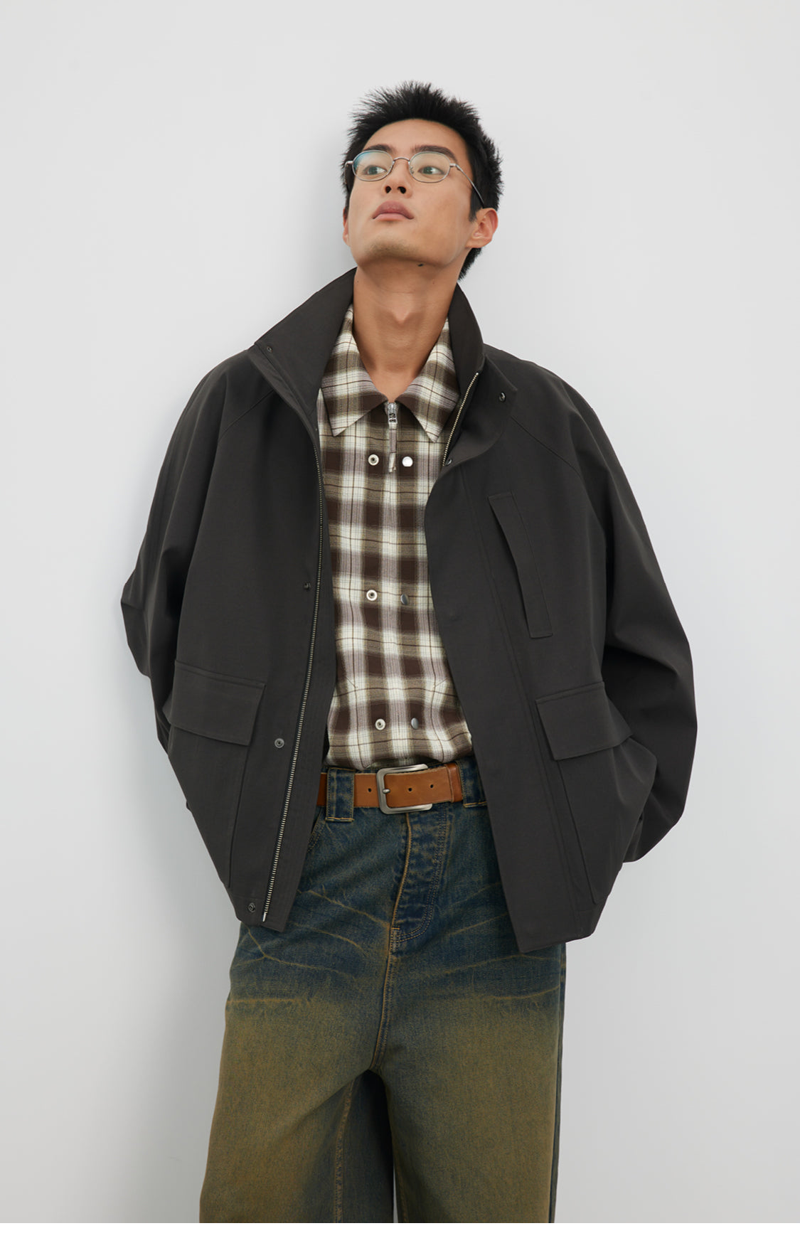 Stand collar short jacket