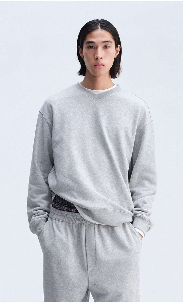 Casual Sweatshirt with Loose Rib Knit