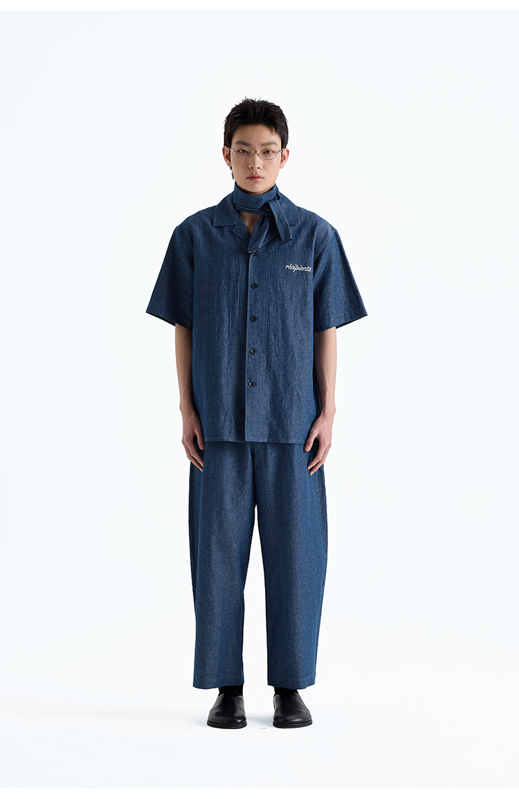 Denim dyed Cuba collar shirt