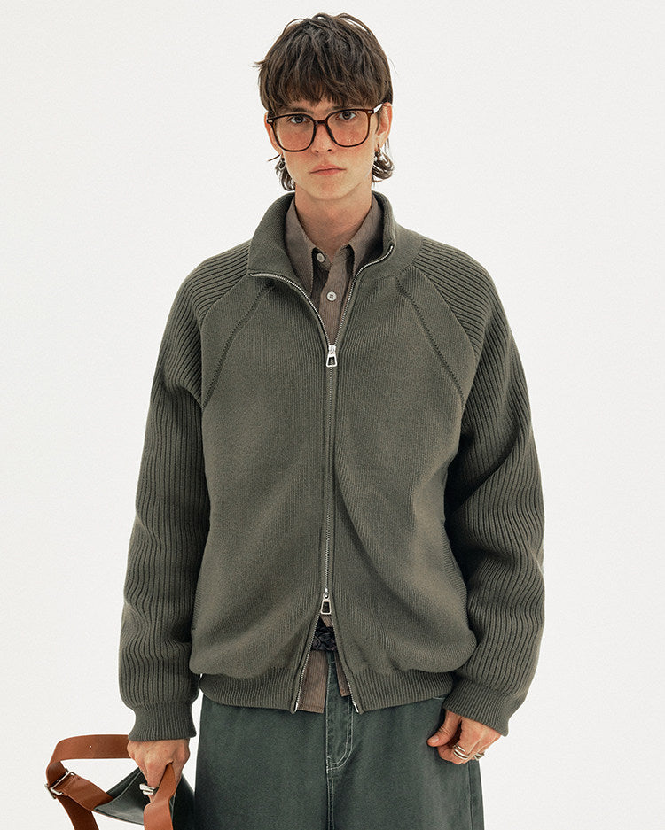 Stand Collar Knit Jacket