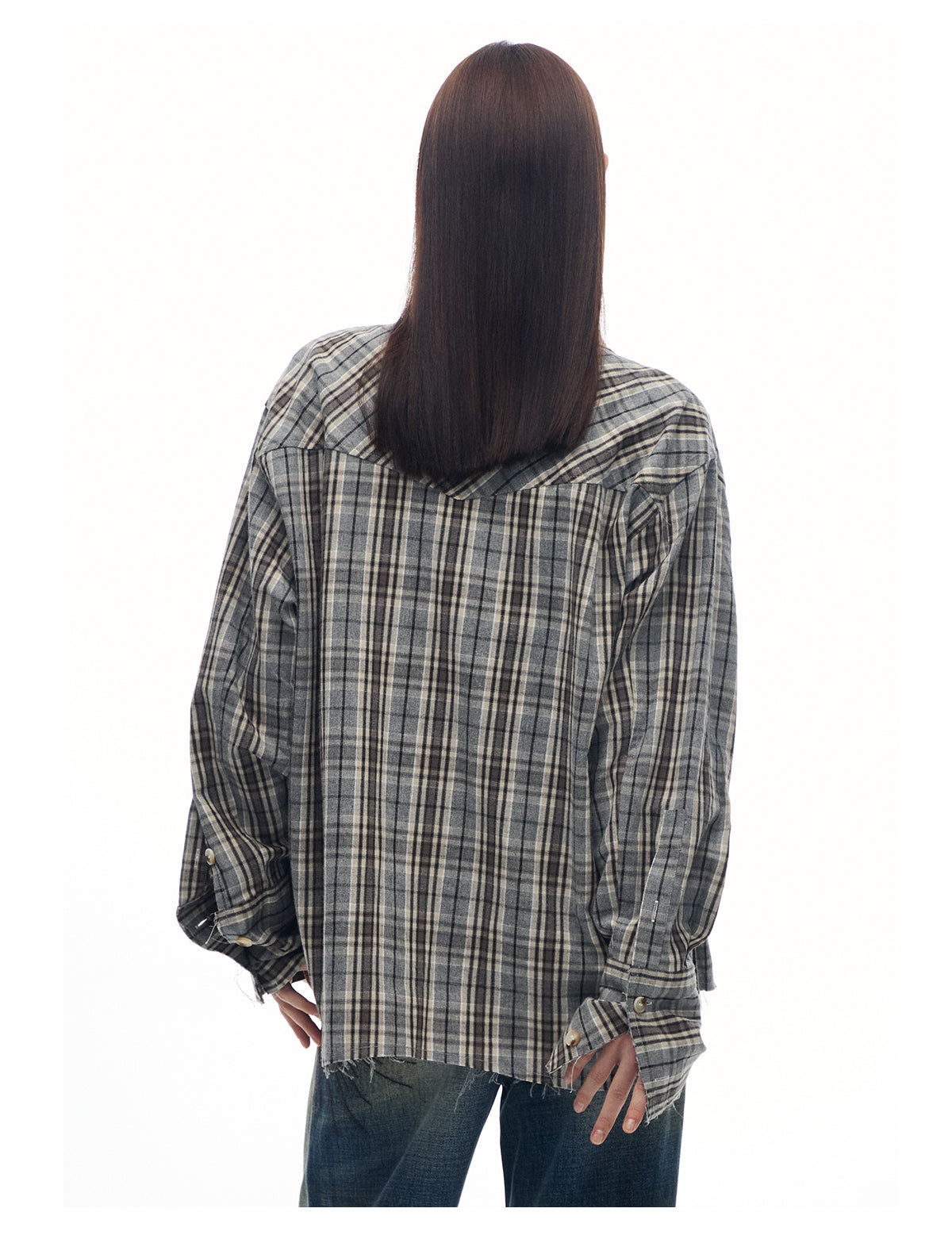 Faux Two-piece Check Blend Shirt