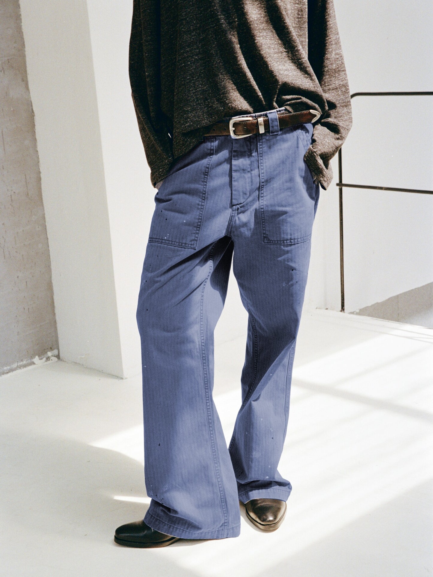 Vintage Herringbone Casual Pants