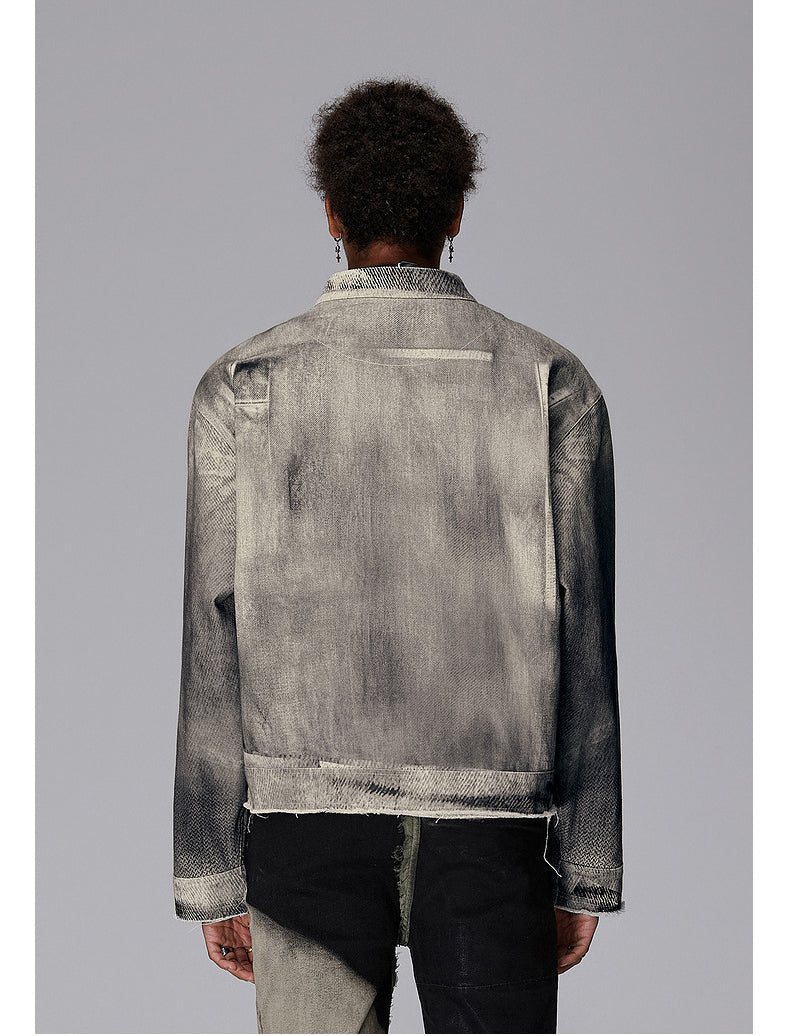 Printed Imitation Denim Jacket