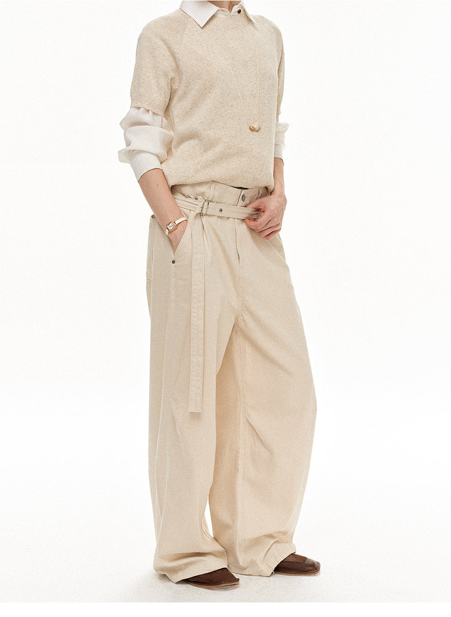 Straight-leg wide-leg pants