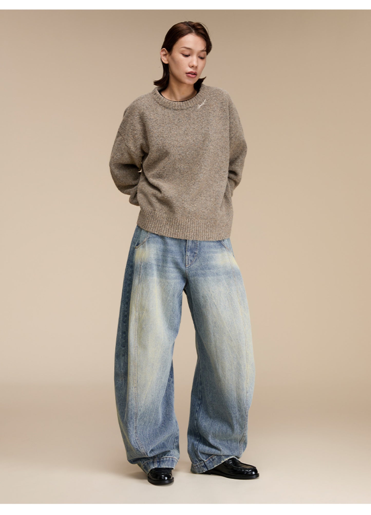 Scimitar Loose Silhouette Casual Denim Pants