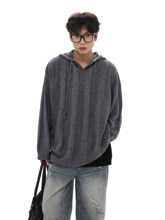 Loose Hooded Knit Sweater