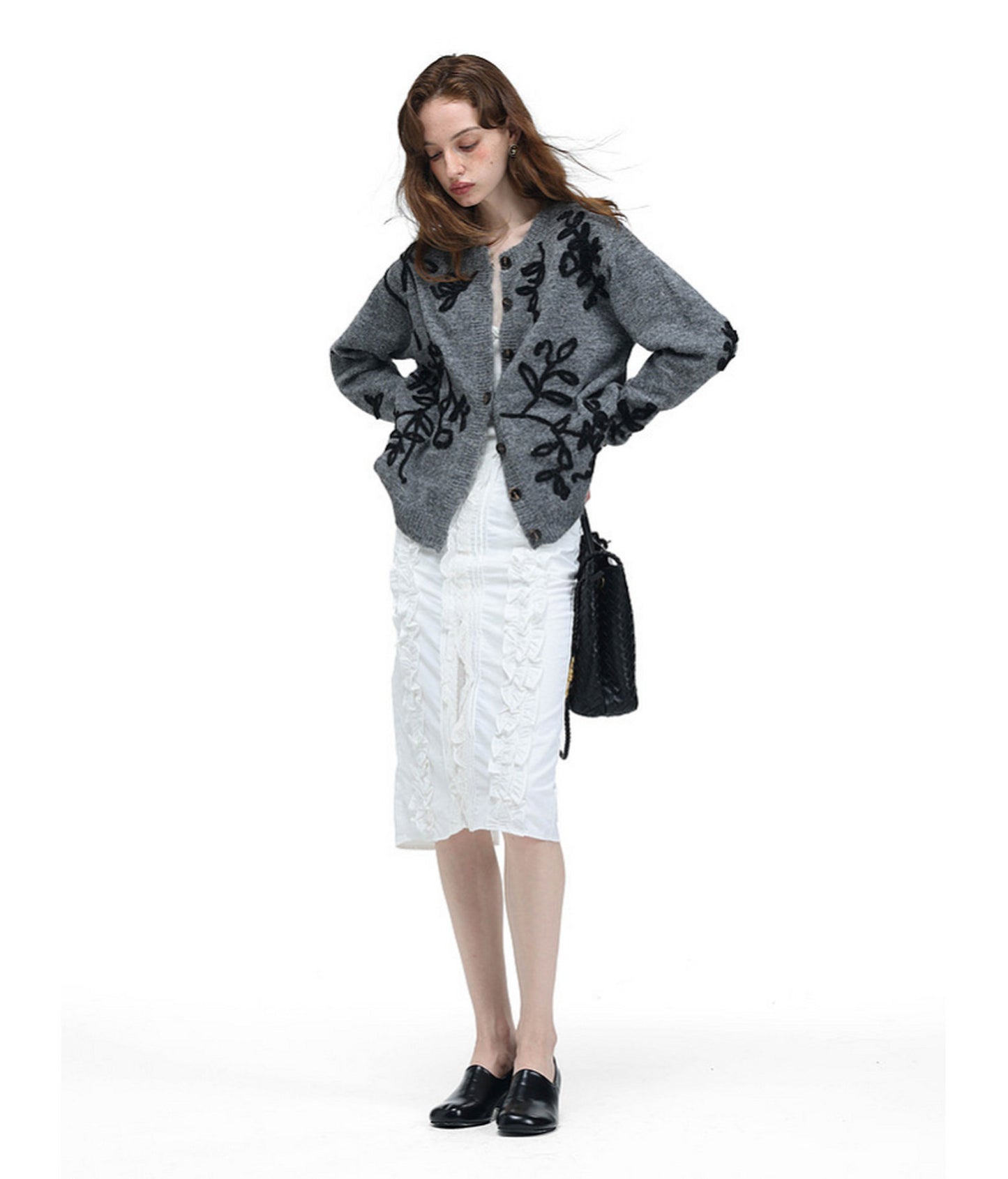Vintage-Style Floral-Print Wool Cardigan