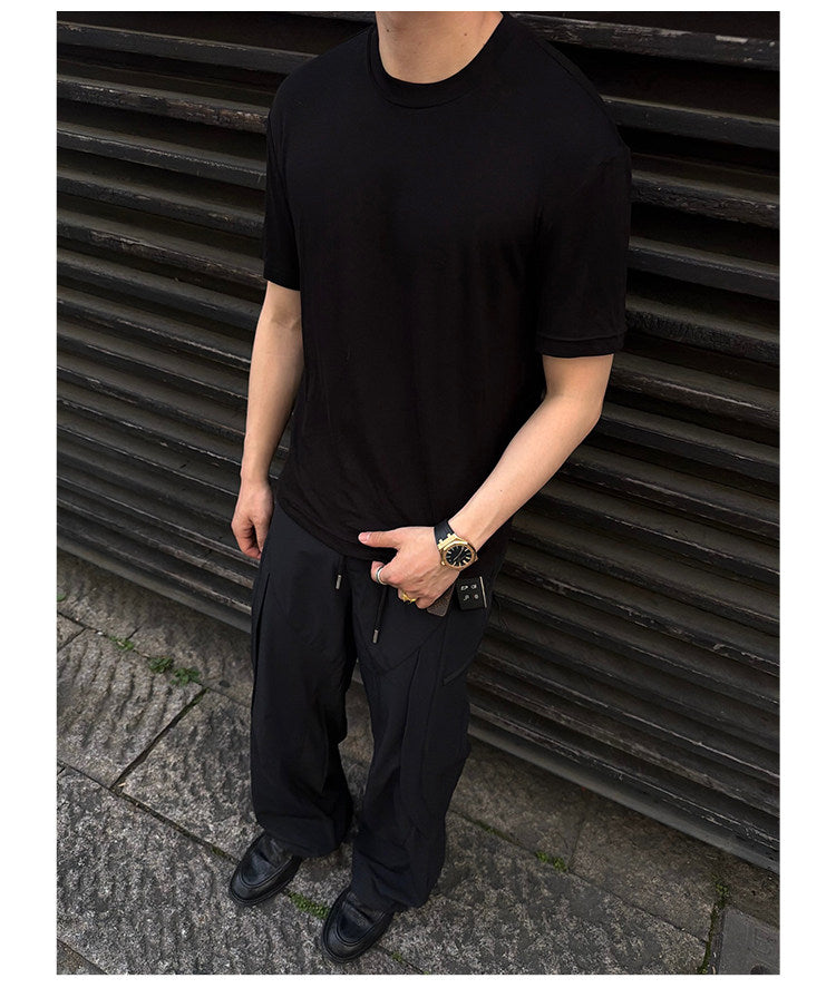 Straight-Shoulder Crew-Neck T-Shirt