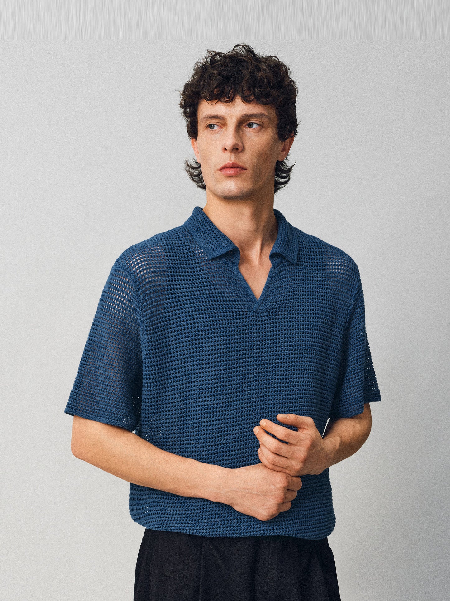 Hollow-knit Polo Shirt