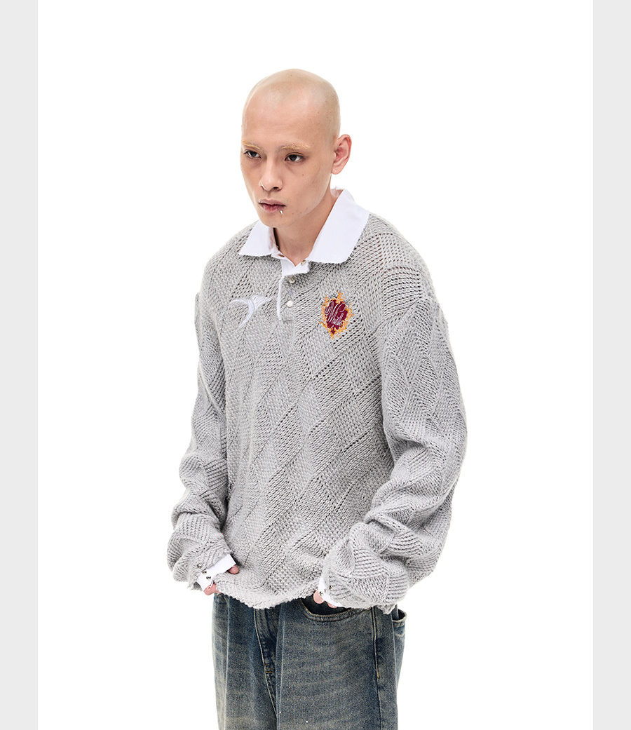 Wool Blend Polo Sweater