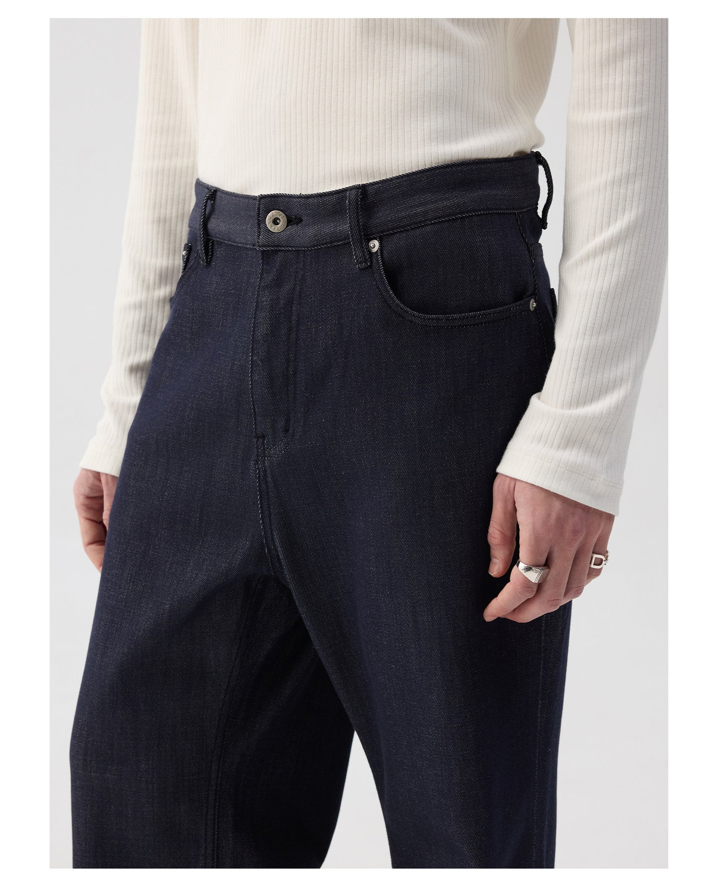 Retro Straight Raw Denim Pants