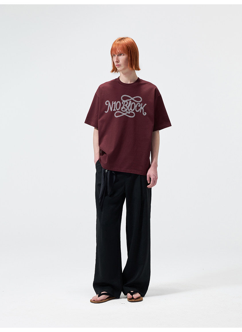 Water-Based Paste Print Crew Neck T-Shirt