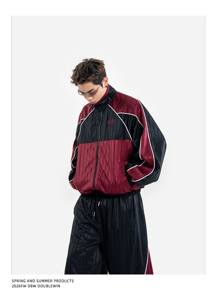 Color-Blocked Sporty Casual Pants Set