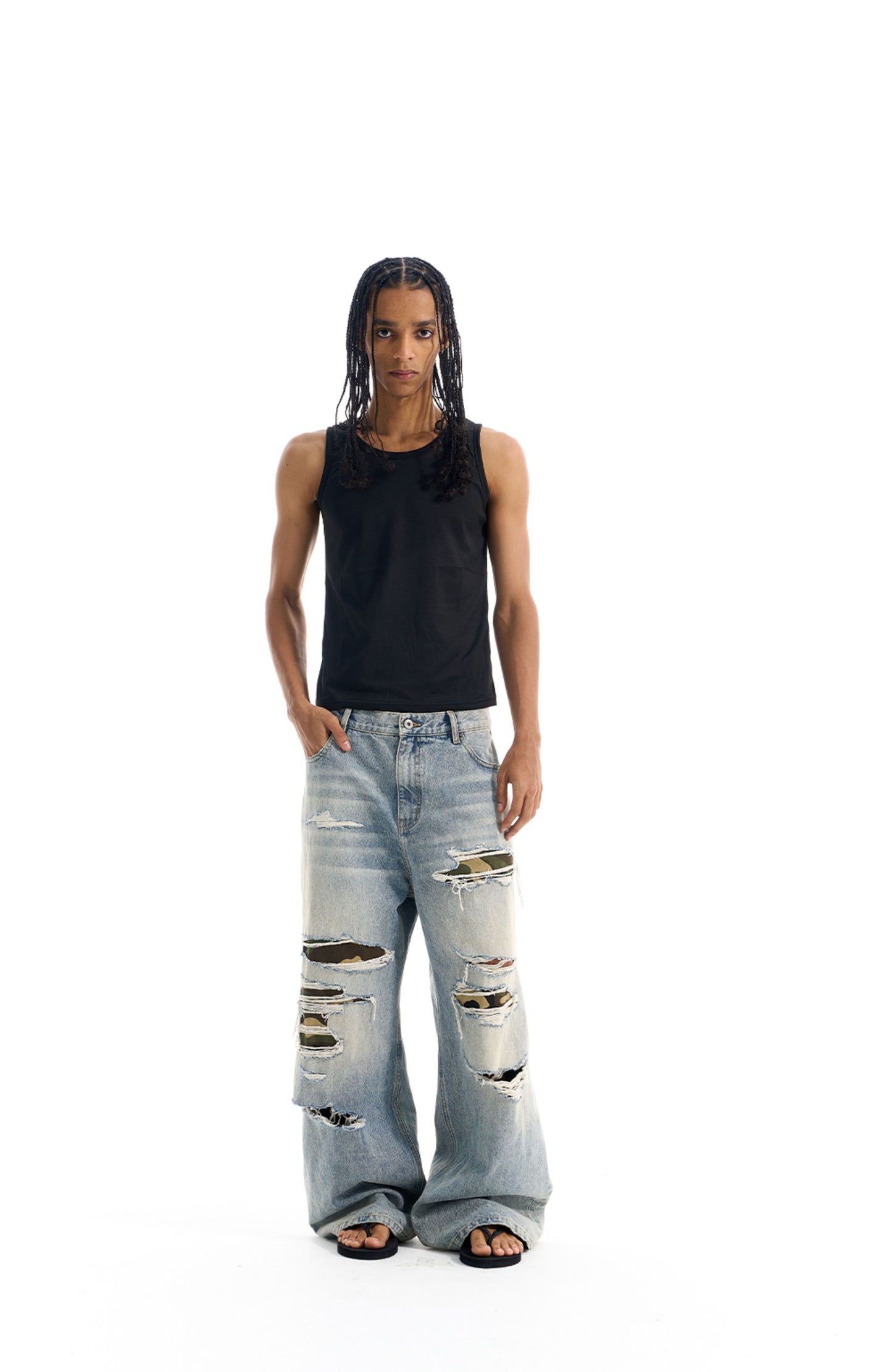 Lip D Camouflage Patch Jeans
