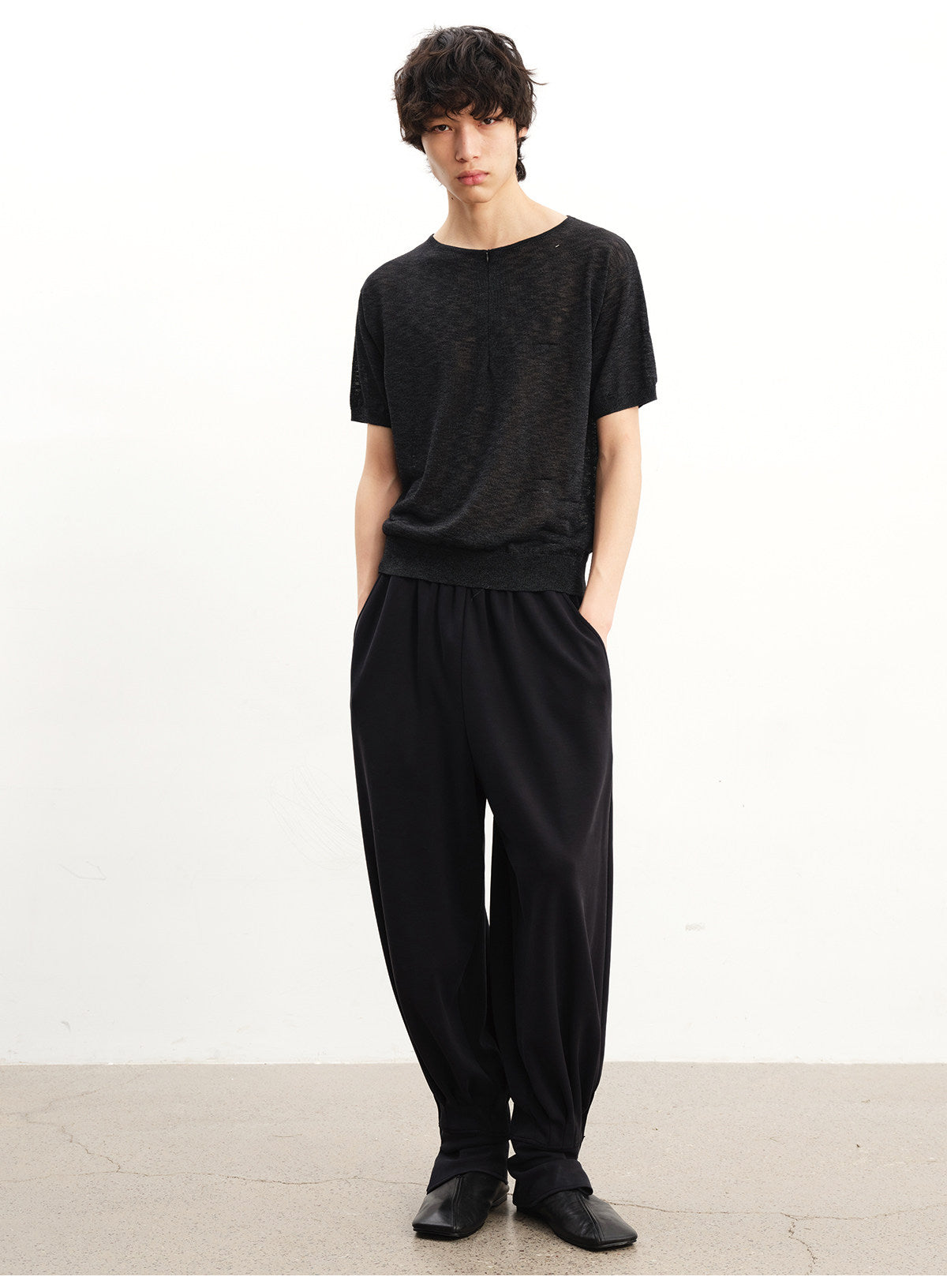 Semi-sheer Half-Zip Shirt
