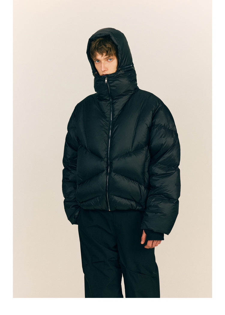 Down jacket with detachable hood