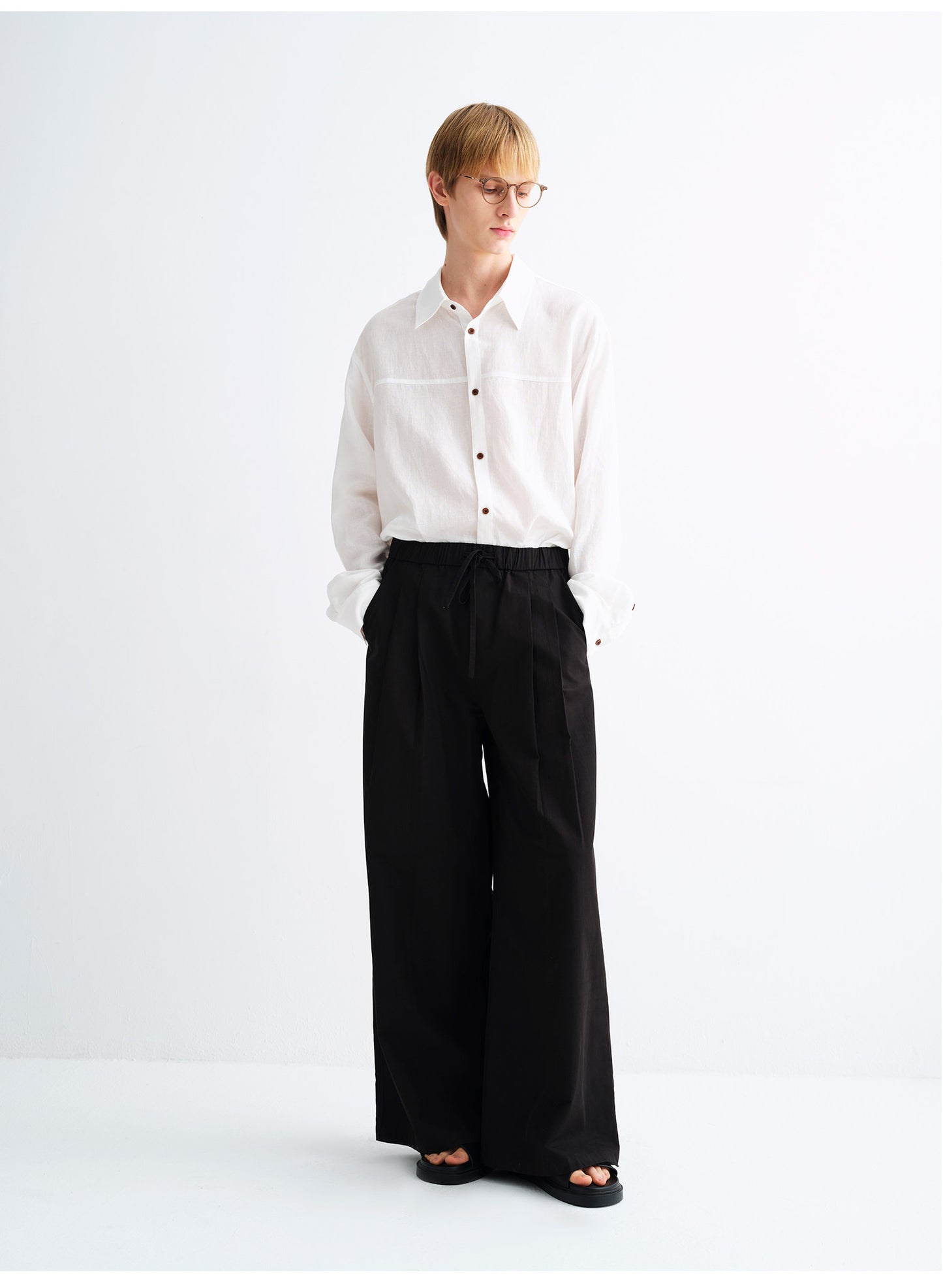 Casual Pants with Elastic Waist and Wide Legs