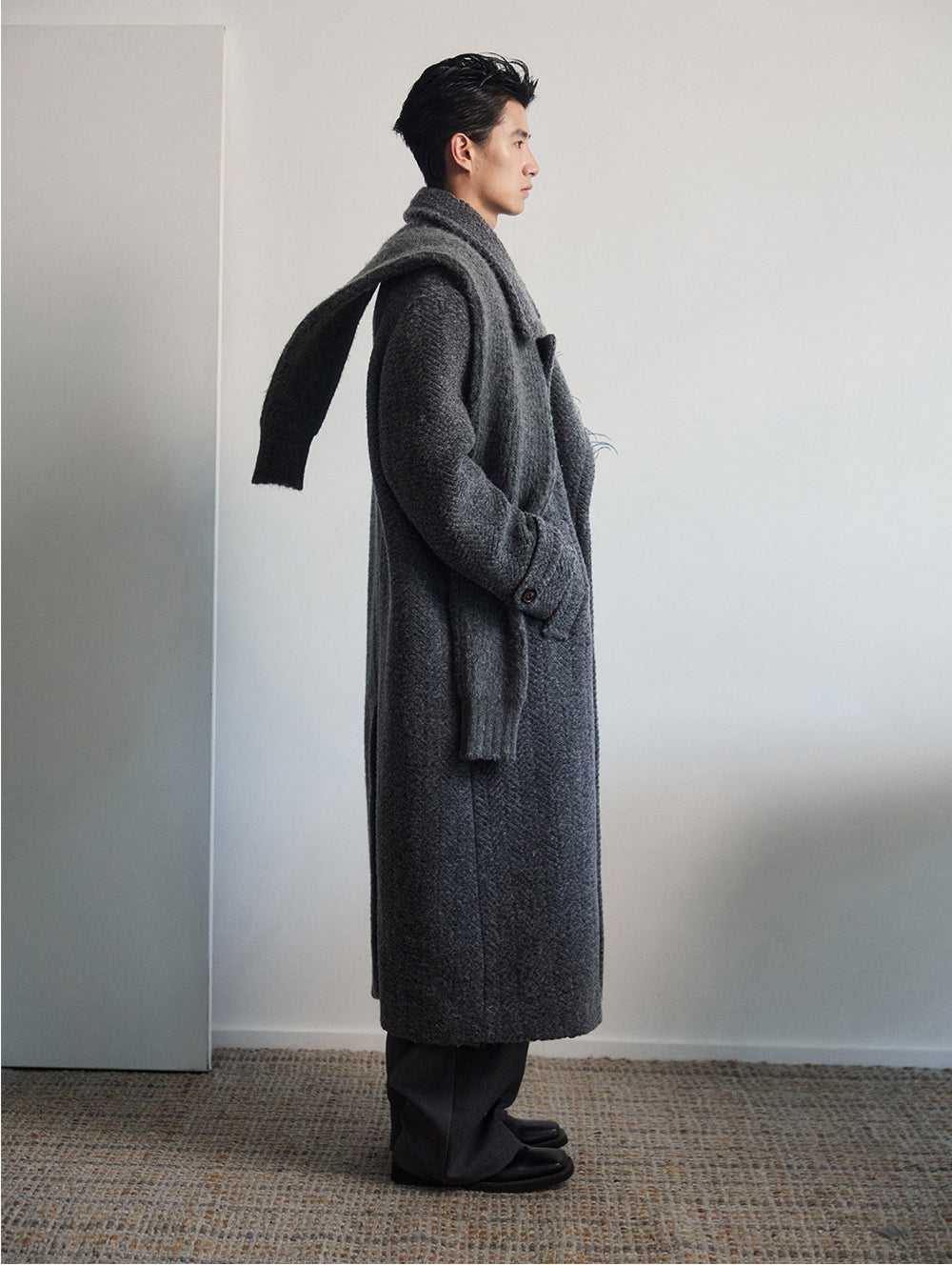 Wide-Shouldered Long Coat