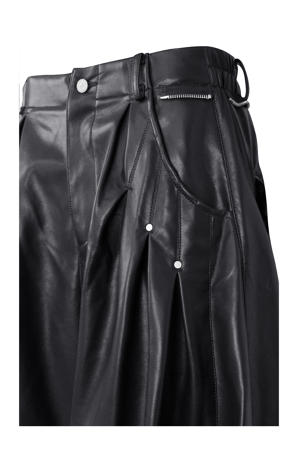 Stud Button Leather Pants
