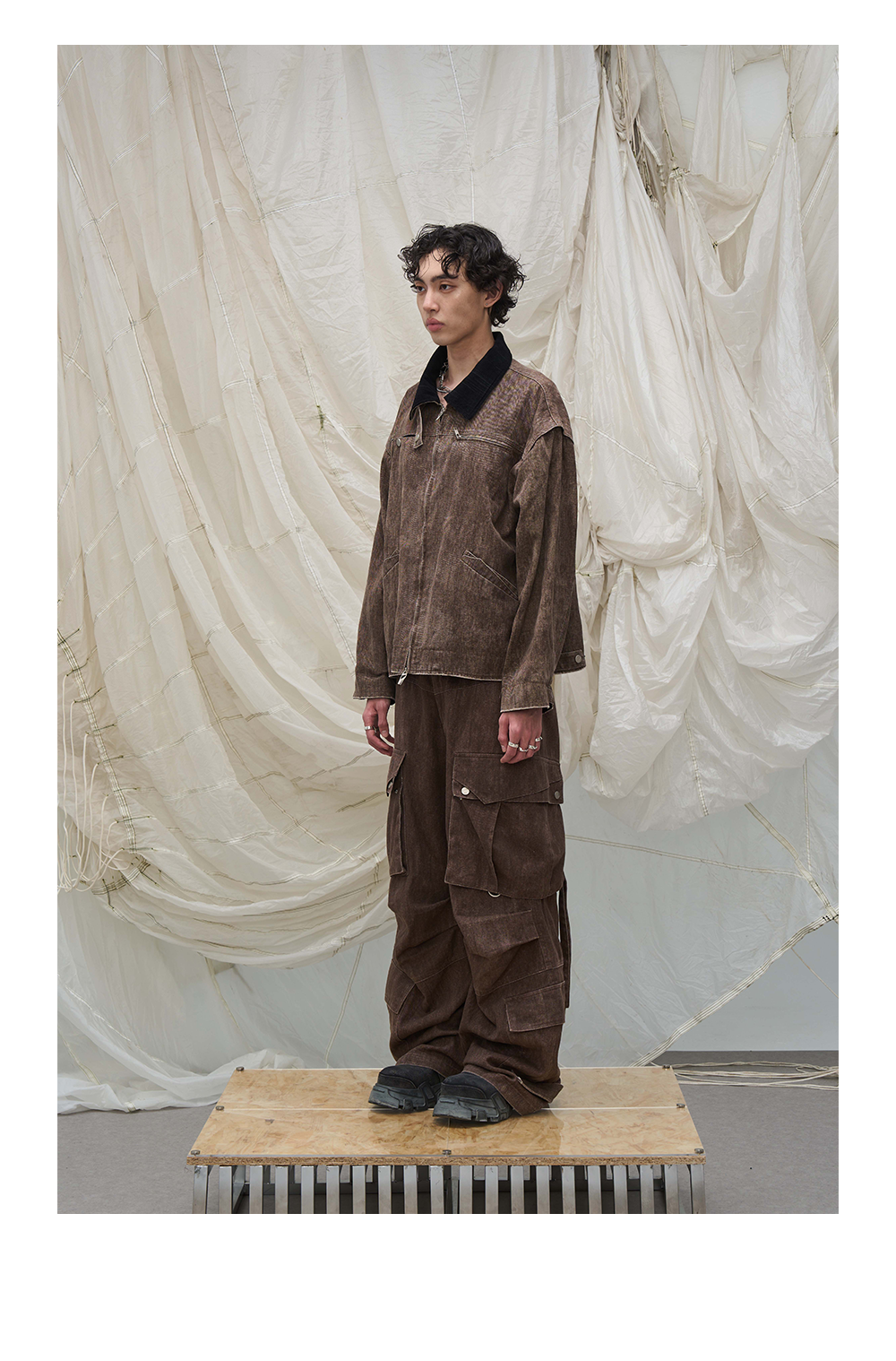 Washed multi-pocket bomber pants