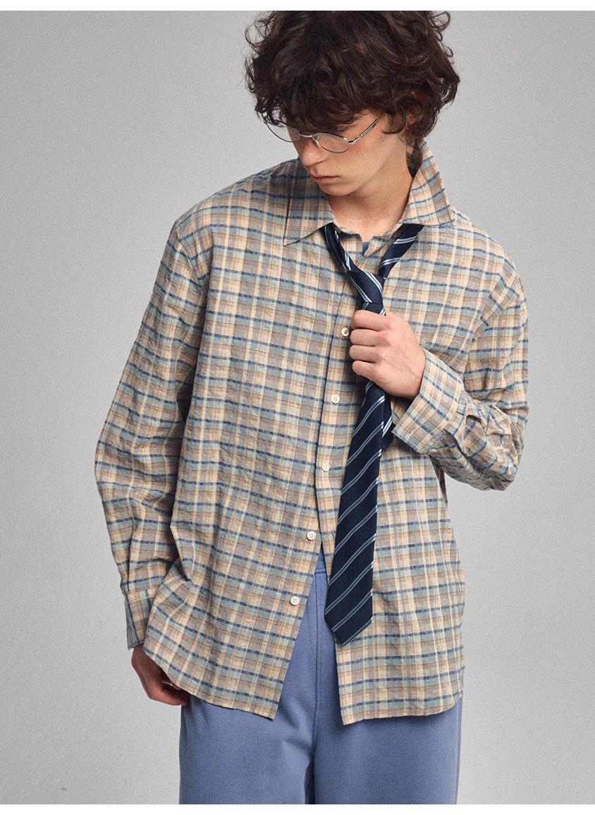 Square-Collar Silhouette Casual Shirt