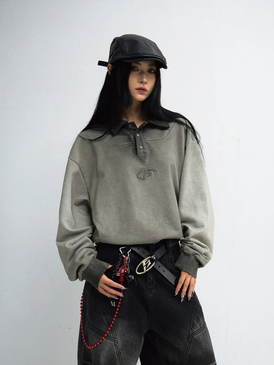 Polo collar sweatshirt