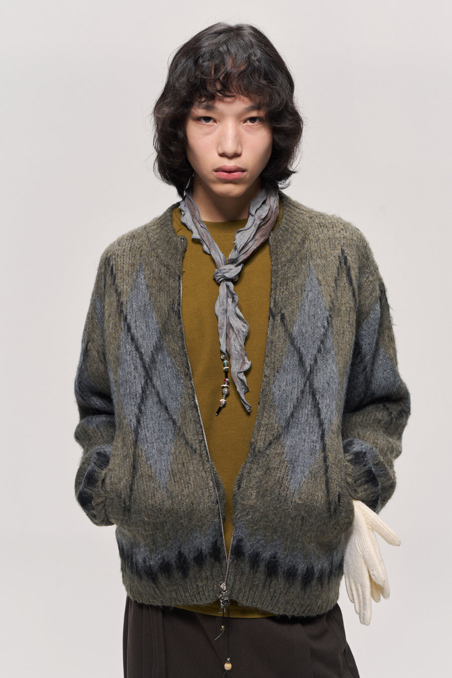 Fair Isle Wool Blend Zip Cardigan