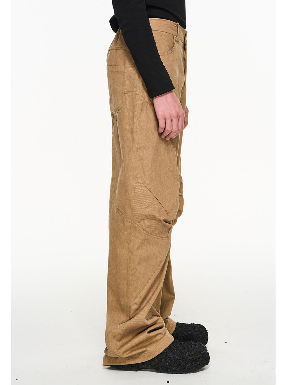 Specially shaped pleated three-dimensional straight loose pants