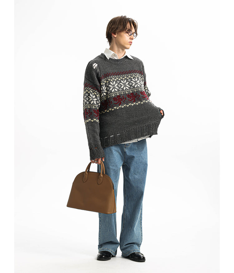 Jacquard Round Neck Knit