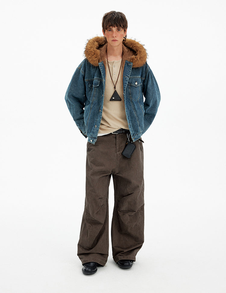 Retro Fur Collar Denim Jacket
