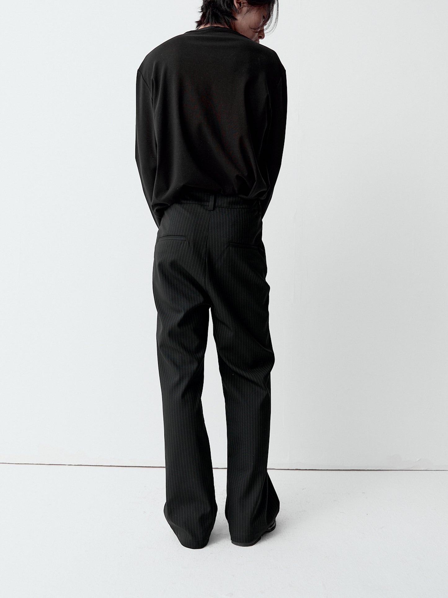 Slightly Wide-Striped Casual Pants
