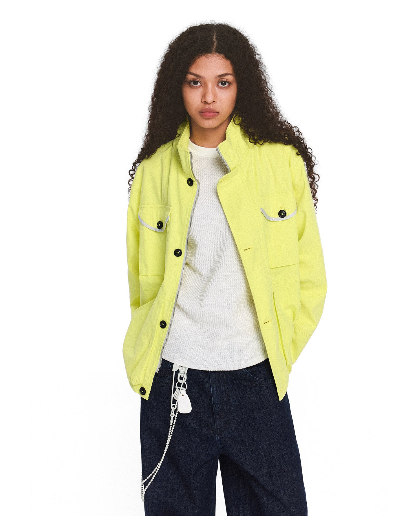 Stand-Up Collar Hooded Zipper Jacket
