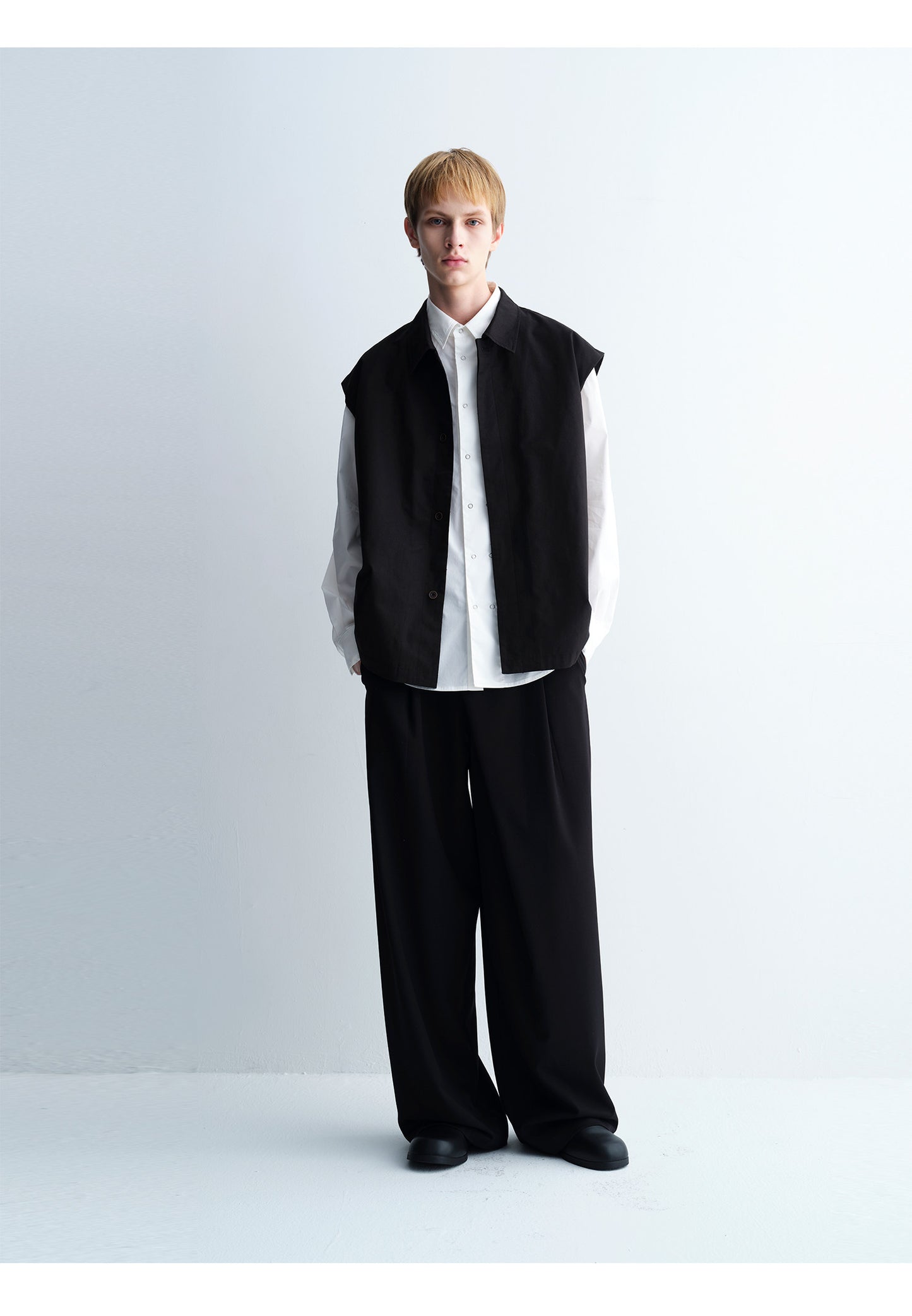 Diagonal Placket Casual Wide-Leg Pants