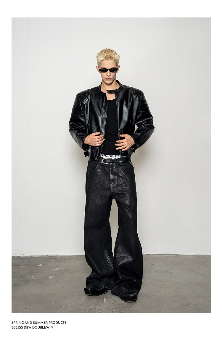 Pleated Silhouette Rider Jacket