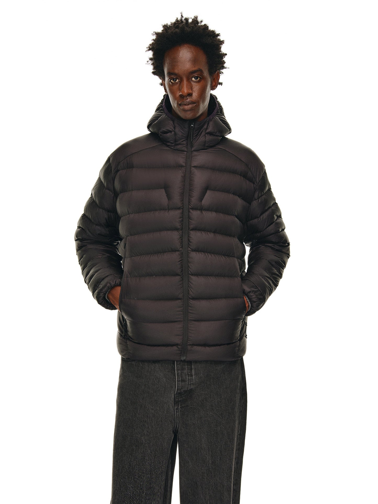 Rib Hooded Down Jacket
