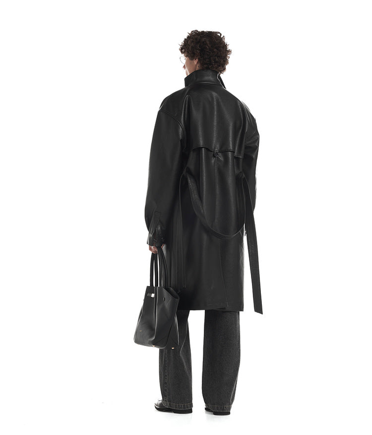 Simulated Leather Trench Coat