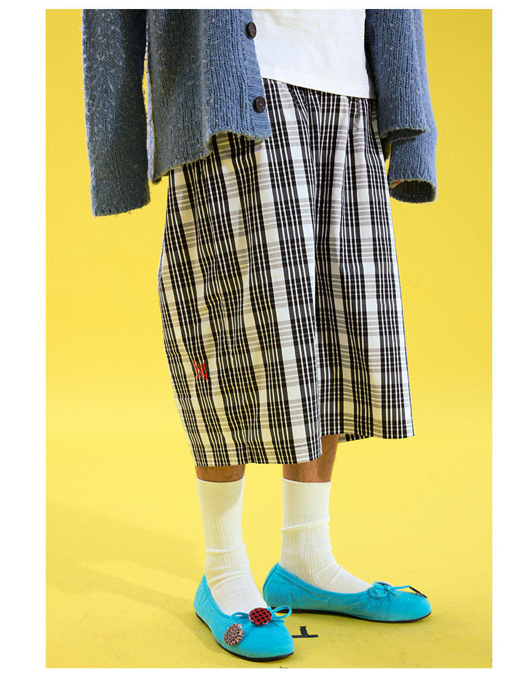 Check Drawstring Shorts