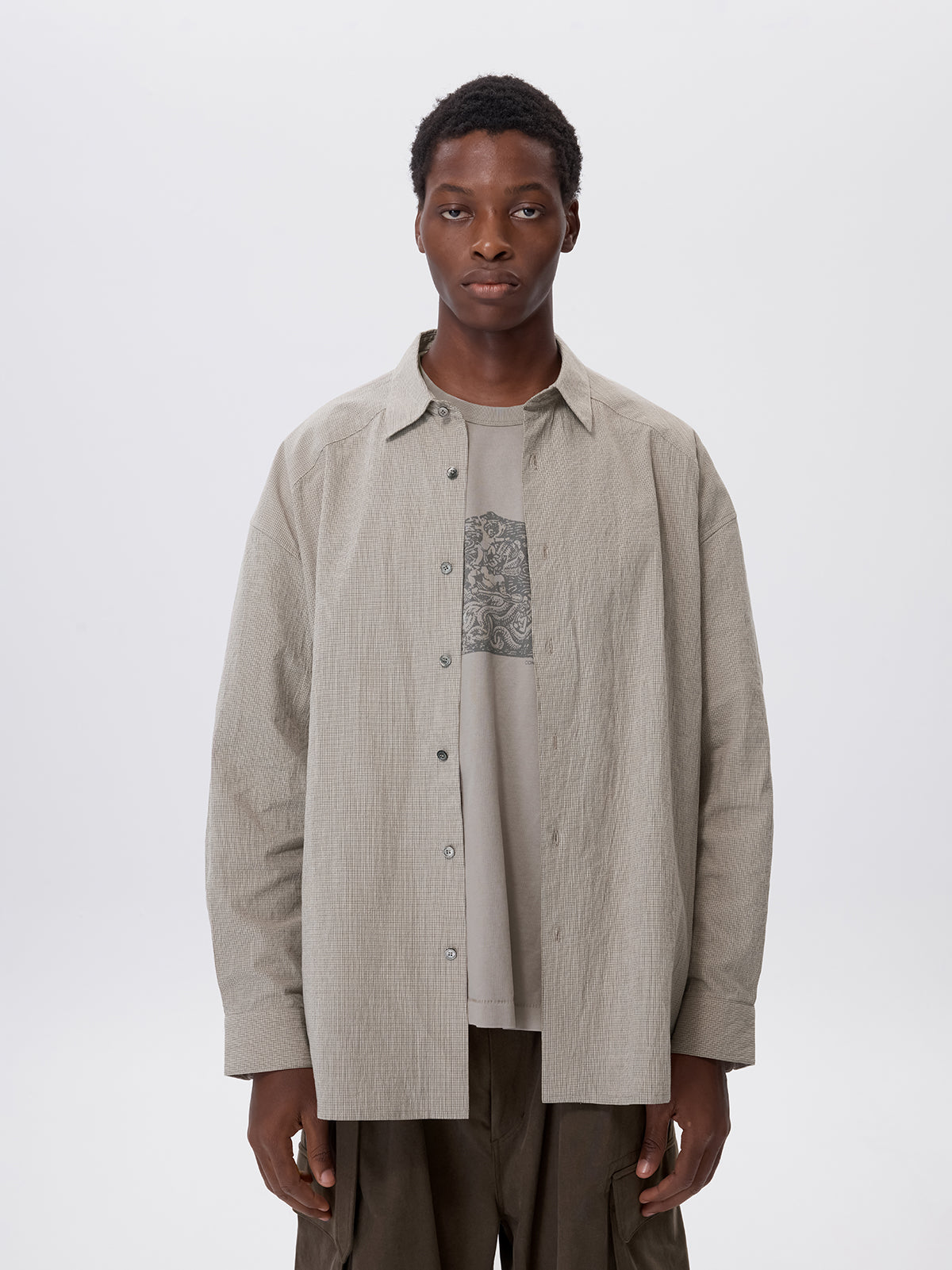 Pre-dyed fine check shirt