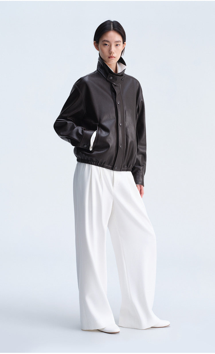 Casual Loose-Fit Harrington Jacket with Double Collar