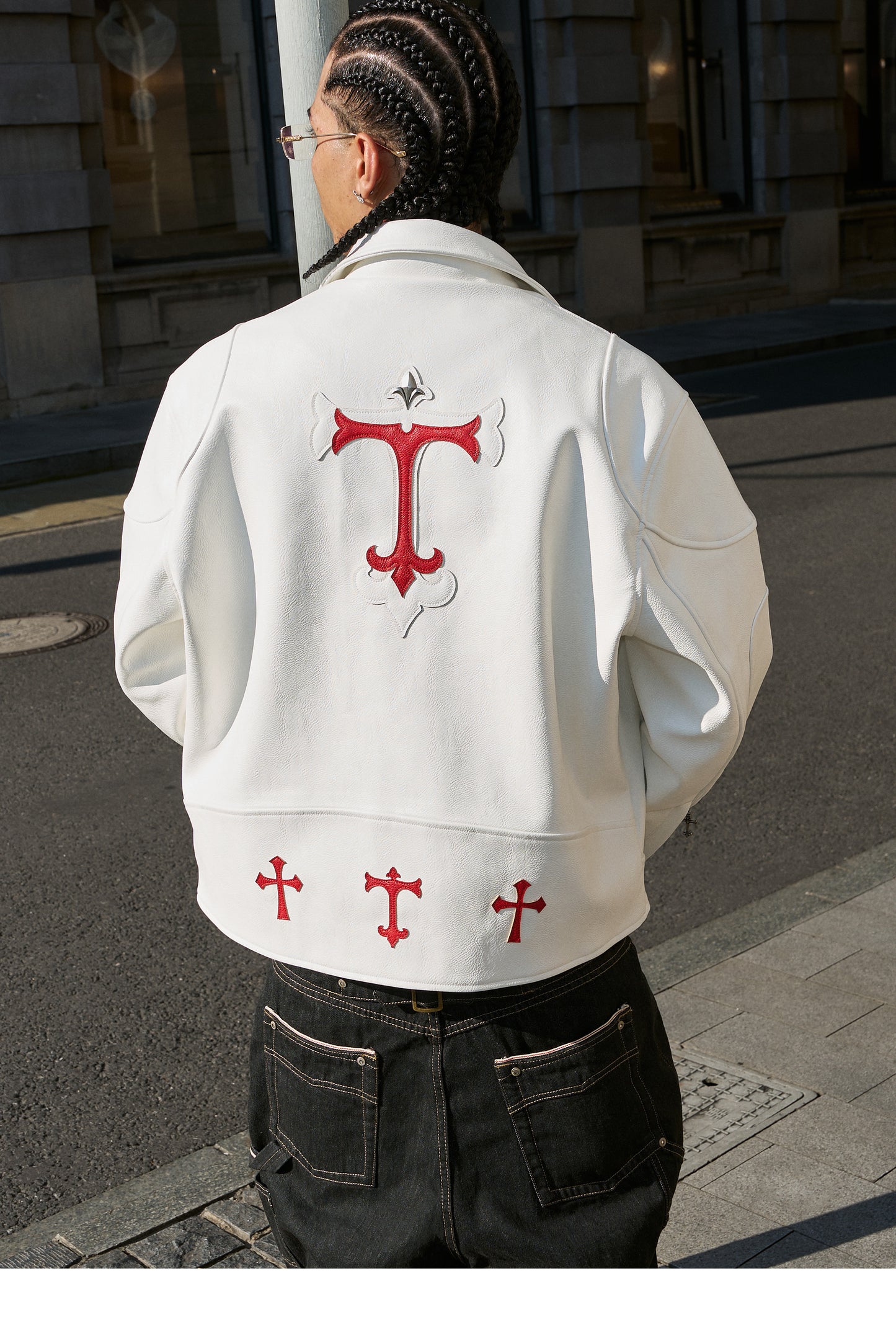 Wide Lapel Leather Jacket