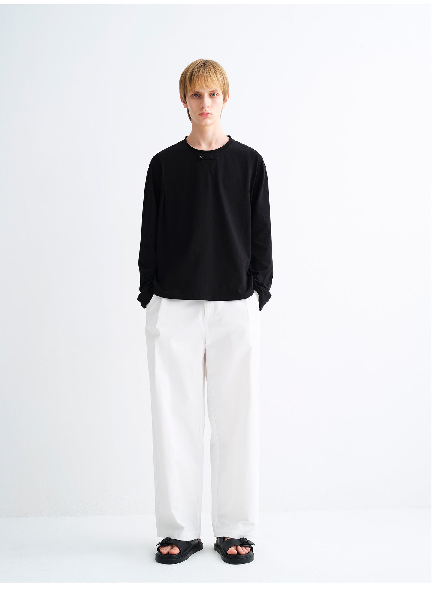 3D-Cut Straight-Leg Casual Wide-Leg Pants