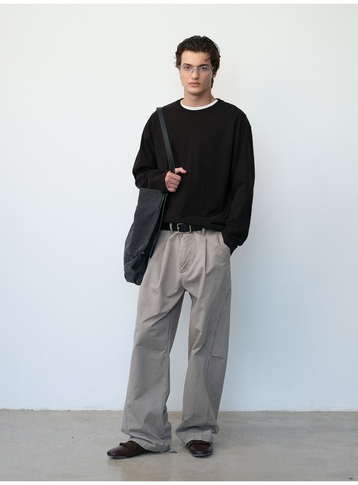 Brushed Cotton Crew Neck Basic T-Shirt