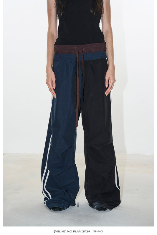 Faux two-piece sports asymmetry pants