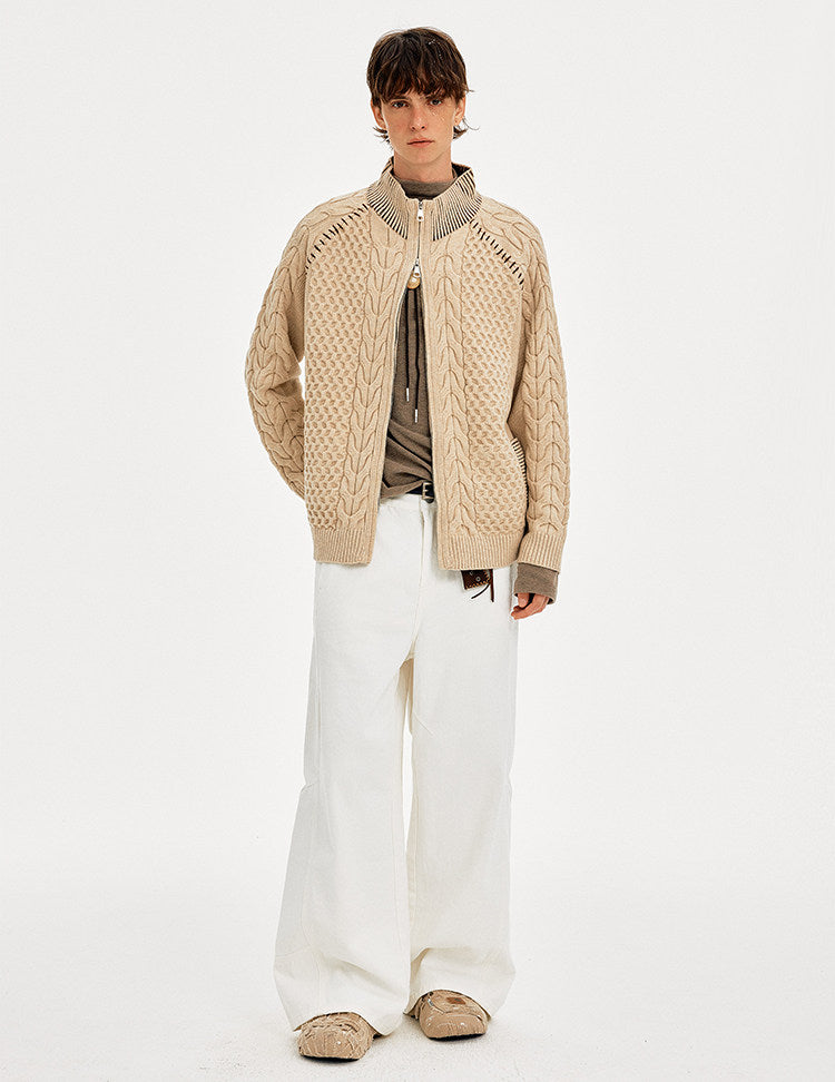 Hand-Stitched Cable-Knit Cardigan