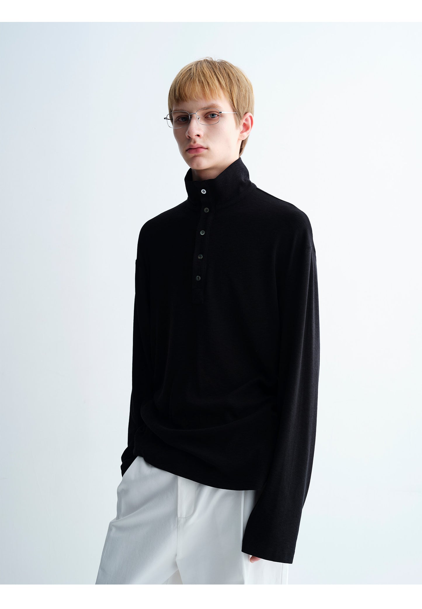 Cotton Blend Shell Button Shirt