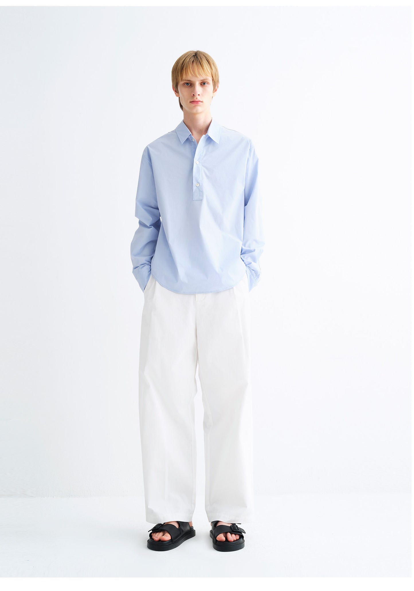 3D-Cut Straight-Leg Casual Wide-Leg Pants