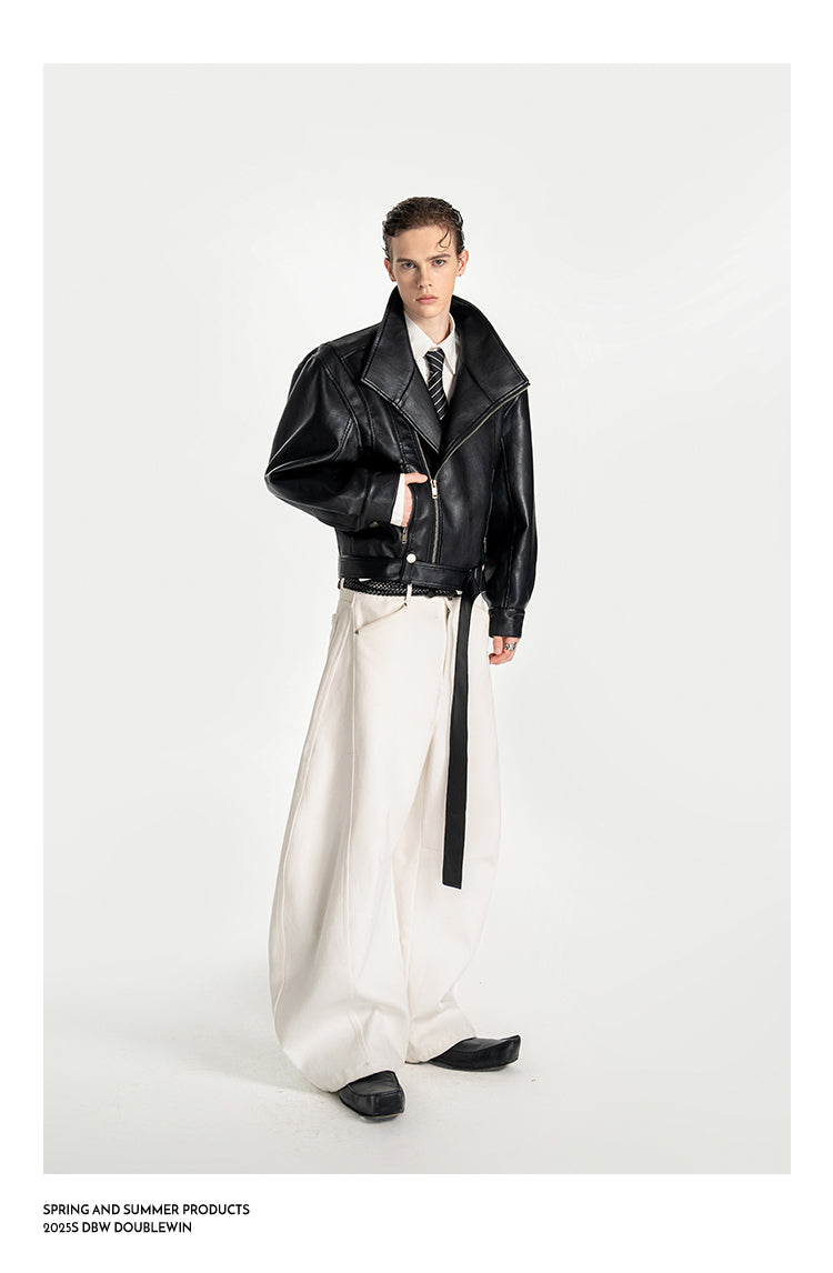 Shoulder-Waist Leather Jacket